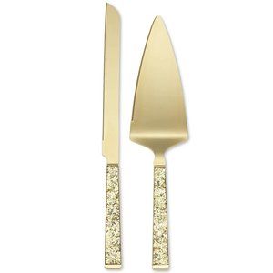kate spade new york simply sparkling gold cake knife and cake server dessert set